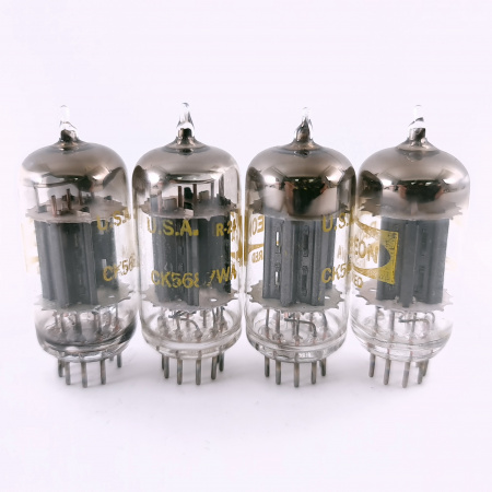 4 X CK5687WA RAYTHEON TUBE. 1960s PROD. BLACK PLATES.MATCHED QUAD. USED.2.CB406