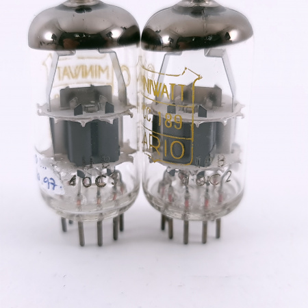 2 X PCC189 MINIWATT-DARIO TUBE. 1960s PHILIPS PROD. DIMPLE GETTER. PAIR.3.CB406