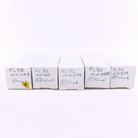 5 X PL82 MINIWATT TUBE. 1960s MULLARD PROD. MATCHED QUINTET. 18. CB406