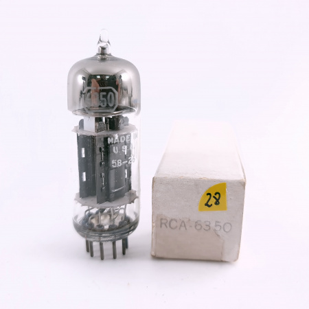 1 X 6350 RCA TUBE. 1950s PROD. BLACK PLATES. D-GETTER. 28. CB406