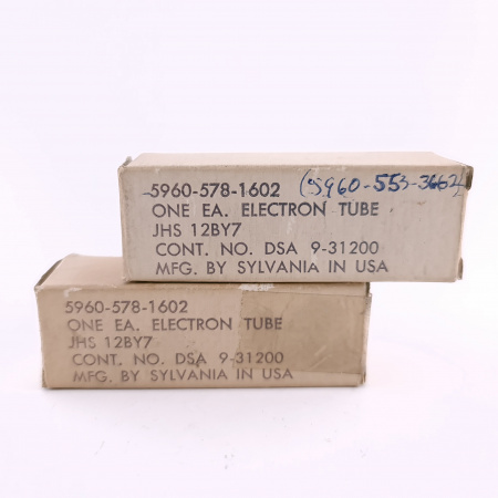 2 X JHS 12BY7 SYLVANIA TUBE. 1960s PROD. BLACK PLATES. MATCHED PAIR. 30. CB406