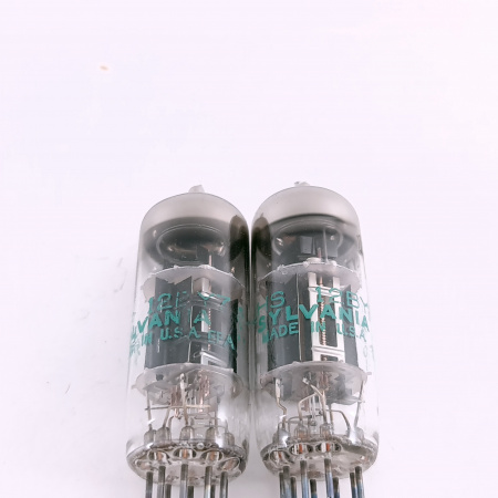 2 X JHS 12BY7 SYLVANIA TUBE. 1960s PROD. BLACK PLATES. MATCHED PAIR. 30. CB406