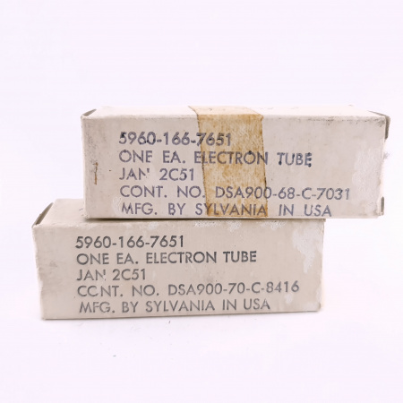 2 X JAN 2C51 SYLVANIA TUBE. 1970-68 PROD. MATCHED PAIR. 32. CB406