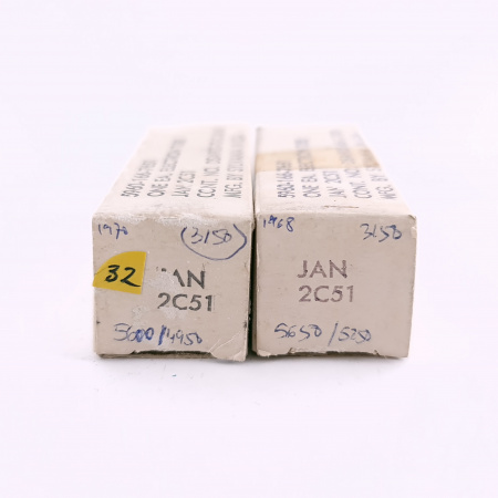 2 X JAN 2C51 SYLVANIA TUBE. 1970-68 PROD. MATCHED PAIR. 32. CB406
