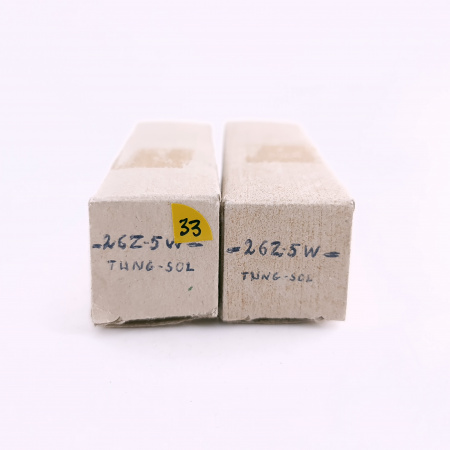 2 X 26Z5W TUNG-SOL TUBE. 1950s PROD. BLACK PLATES. DUAL GETTER. PAIR. 33. CB406