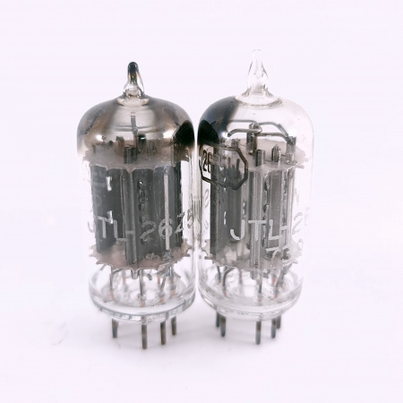 2 X 26Z5W TUNG-SOL TUBE. 1950s PROD. BLACK PLATES. DUAL GETTER. PAIR. 33. CB406