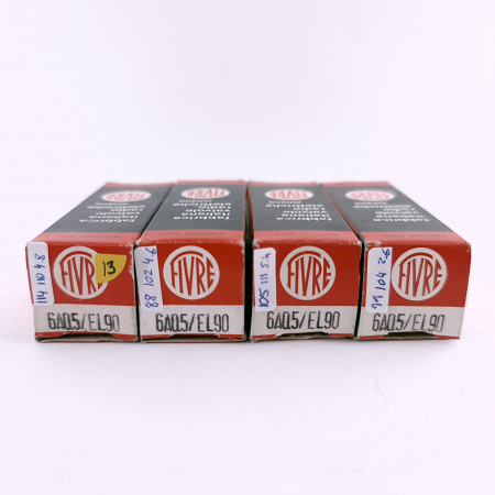 4 X 6AQ5 / EL90 TUBE. 1960s PROD. COPPER RODS. NON MATCHED QUAD. 13. CH164