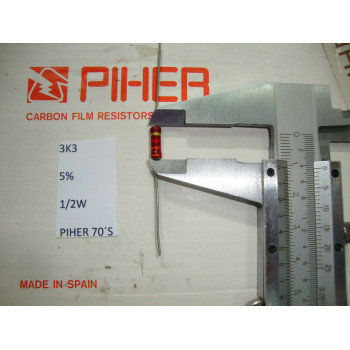 VINTAGE PIHER RESISTOR. 1/2W 3K3 3.3K 5% *1 PC* NEW ORIGINAL 1970´S +