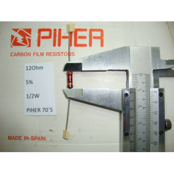 VINTAGE PIHER RESISTOR. 1/2W 12R 12Ohm 5% *1 PC* NEW ORIGINAL 1970´S +