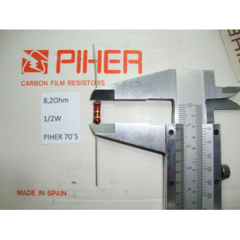 VINTAGE PIHER RESISTOR. 1/2W 8.2R 8.2Ohm 5% *1 PC* NEW ORIGINAL 1970´S +