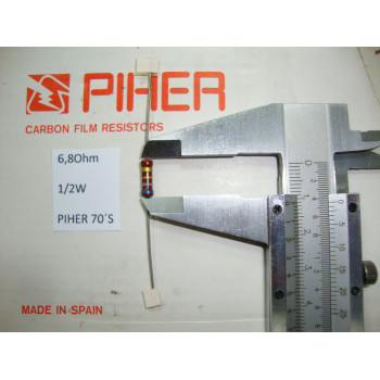 VINTAGE PIHER RESISTOR. 1/2W 6.8R 6.8Ohm 10% *1 PC* NEW ORIGINAL 1970´S +