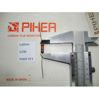 VINTAGE PIHER RESISTOR. 1/2W 5.6R 5.6Ohm 10% *1 PC* NEW ORIGINAL 1970´S +