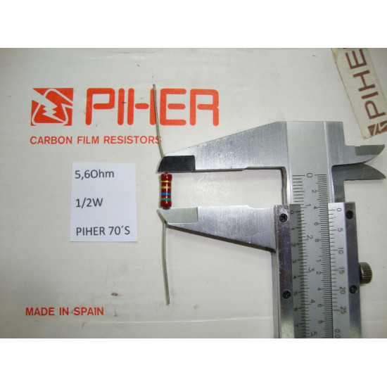 VINTAGE PIHER RESISTOR. 1/2W 5.6R 5.6Ohm 10% *1 PC* NEW ORIGINAL 1970´S +