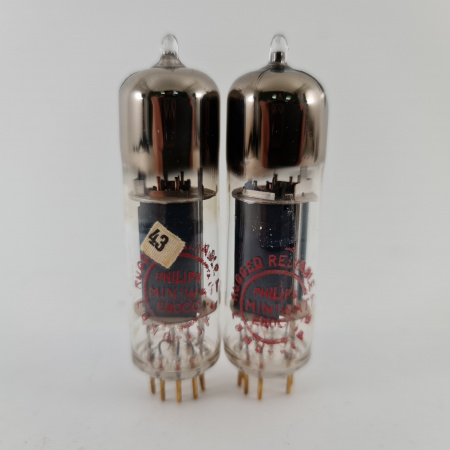 2 X E80CC PHILIPS-MINIWATT TUBE. 1950s PROD. GOLD PIN. U-FOIL GETTER. 39. CH164