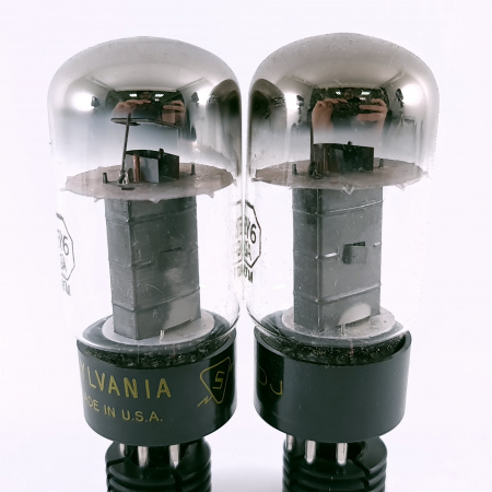 2 X 6Y6GA SYLVANIA TUBE. 1950s PROD. BLACK PLATES. RECTANGULAR GETTER. 42.CH164