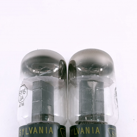 2 X 6Y6GA SYLVANIA TUBE. 1950s PROD. BLACK PLATES. RECTANGULAR GETTER. 42.CH164