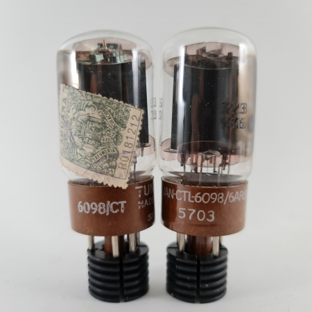 2 X 6098 / 6AR6WA TUNG-SOL TUBE. 1950s PROD. DUAL GETTER. MATCHED PAIR.45.CH164