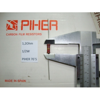 VINTAGE PIHER RESISTOR. 1/2W 1.2R 1.2Ohm 5% *1 PC* NEW ORIGINAL 1970´S +