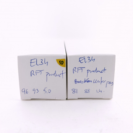 2 X EL34 RFT ELECTRON TUBE. 1970s RFT PROD. CENTRAL PIN BROKEN. USED. 50. CH164