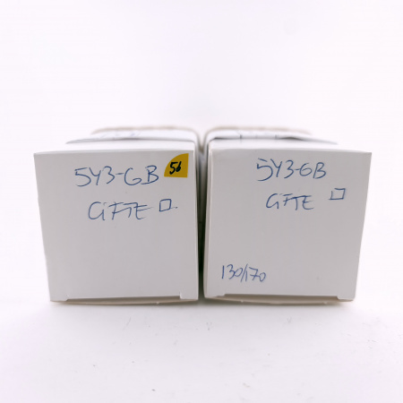 2 X 5Y3GB CIFTE TUBE. 1960s RT PROD. BLACK PLATES. MATCHED PAIR. 56. CH164
