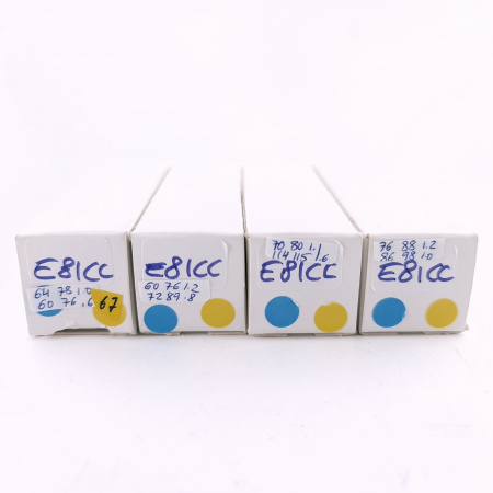 4 X E81CC MINIWATT TUBE. 1960s VALVO PROD. 3M. SOLID GETTER. SQ. USED. 67.CH164