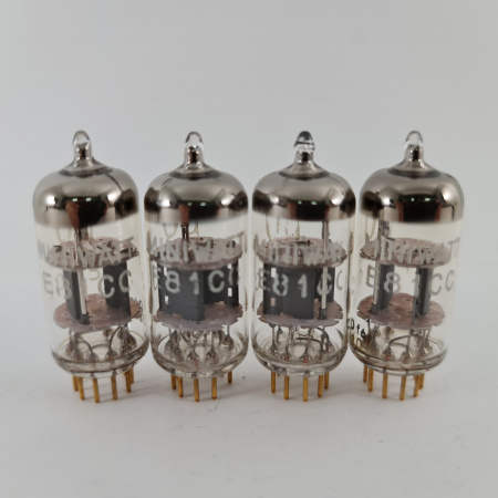 4 X E81CC MINIWATT TUBE. 1960s VALVO PROD. 3M. SOLID GETTER. SQ. USED. 67.CH164