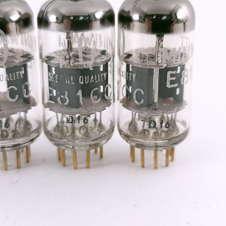 4 X E81CC MINIWATT TUBE. 1960s VALVO PROD. 3M. SOLID GETTER. SQ. USED. 67.CH164