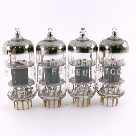 4 X E81CC MINIWATT TUBE. 1960s VALVO PROD. 3M. SOLID GETTER. SQ. USED. 67.CH164