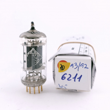 1 X 6211 TELEFUNKEN TUBE. 1960s PROD. GOLD PIN. 93/92% EMISSION. 70. CH164