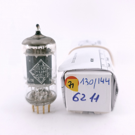 1 X 6211 TELEFUNKEN TUBE. 1960s PROD. GOLD PIN. 130/144% EMISSION. 71. CH164