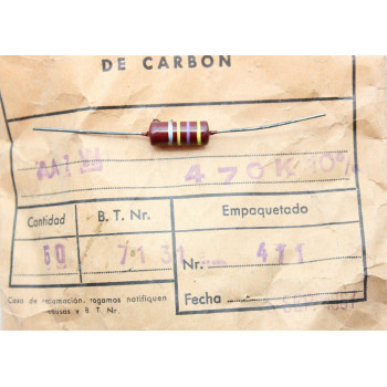 VINTAGE PIHER RESISTOR. 1W 470K 10% *1 PC* NEW ORIGINAL+ 1960´S F150916