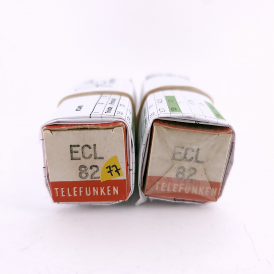 2 X ECL82 TELEFUNKEN TUBE. 1960s PROD. COPPER RODS. MATCHED PAIR. 77. CH164
