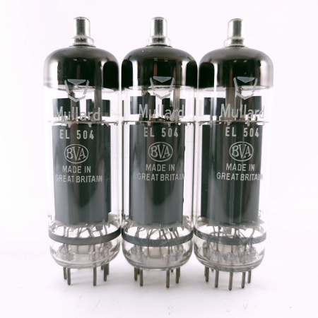 3 X EL504 MULLARD TUBE. 1960s PROD. 3M. COPPER RODS. MATCHED TRIO. 1. CH165