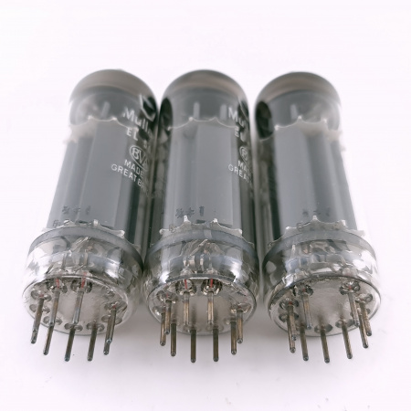3 X EL504 MULLARD TUBE. 1960s PROD. 3M. COPPER RODS. MATCHED TRIO. 1. CH165