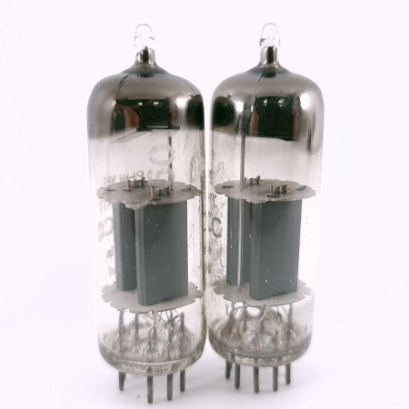 2 X E180CC / 7062 PHILIPS-MINIWATT TUBE. 1960s PROD. U-FOIL GETTER.USED.7.CH165