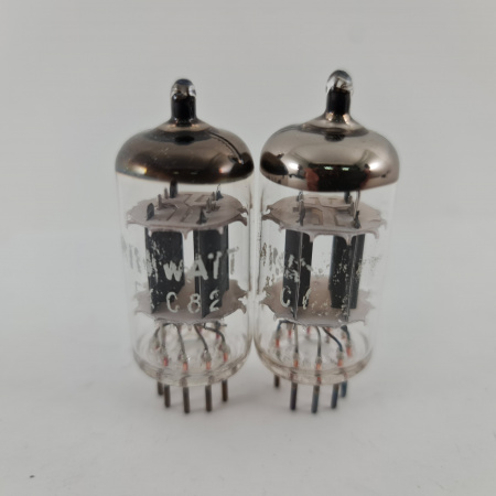 2 X ECC82 MINIWATT TUBE. 1960s PROD. DIMPLE GETTER. MATCHED PAIR. 9. CH165