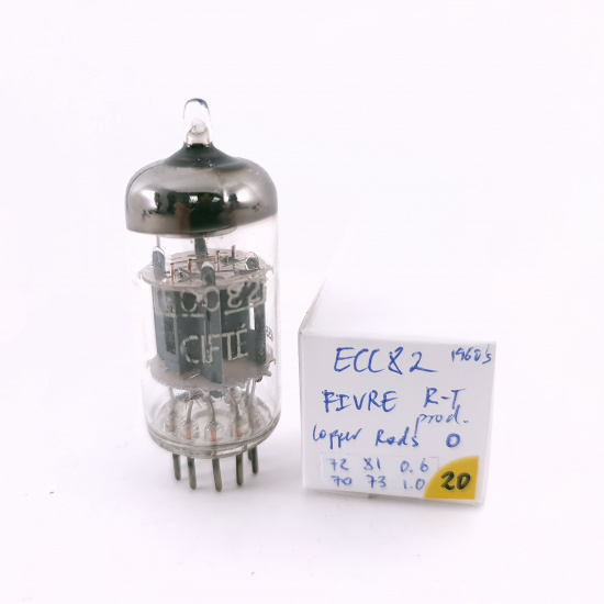 1 X ECC82 / 12AU7 CIFTE OPEN BOX TUBE. 1960s LA RADIOTECHNIQUE PROD. USED. 20. CH165