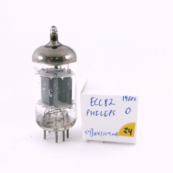 1 X ECC82 / 12AU7 PHILIPS TUBE. 1960s PROD. 10.6/10.9mA EMISSION. USED.24.CH165