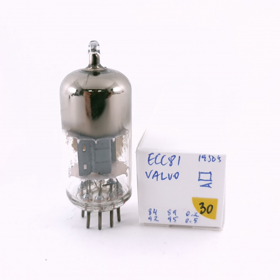 1 X ECC81 VALVO TUBE. 1950s PROD. RECTANGULAR GETTER. 30. CH165