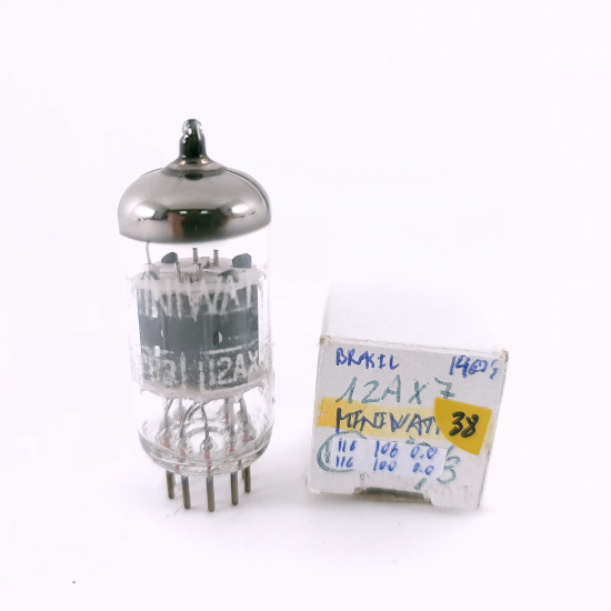 1 X 12AX7 / ECC83 MINIWATT TUBE. 1960s BRASIL PROD. DIMPLE GETTER. 38. CH165