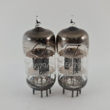 2 X 6679 / 12AT7 GE TUBE. 1960s PROD. BLACK PLATES . MATCHED PAIR. 31. CH165