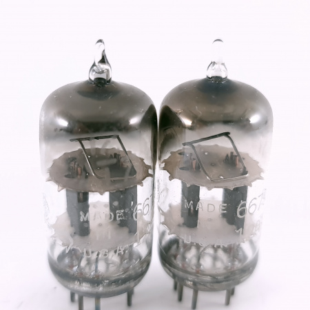 2 X 6679 / 12AT7 GE TUBE. 1960s PROD. BLACK PLATES . MATCHED PAIR. 31. CH165