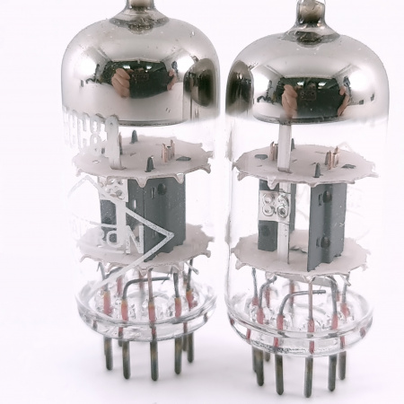 2 X ECC82 HALTRON TUBE. 1960s TUNGSRAM PROD. COPPER RODS. MATCHED PAIR.46.CH165