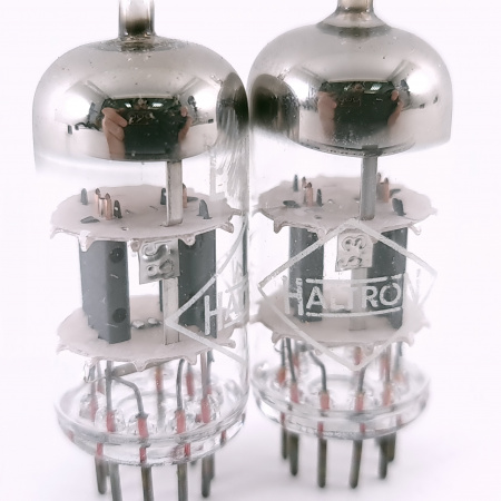2 X ECC82 HALTRON TUBE. 1960s TUNGSRAM PROD. COPPER RODS. MATCHED PAIR.47.CH165