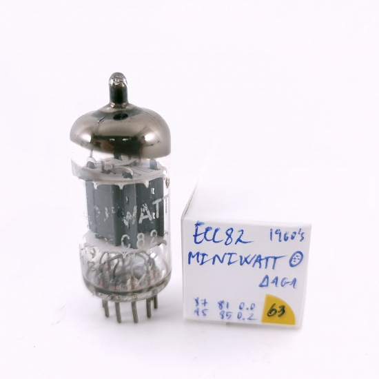 1 X ECC82 MINIWATT TUBE. 1960s PROD. DIMPLE GETTER. 63. CH165