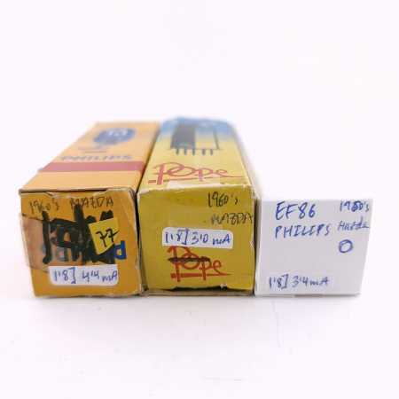 3 X EF86 TUBE. 1960s MAZDA PROD. MESH PLATE. 77. CH165