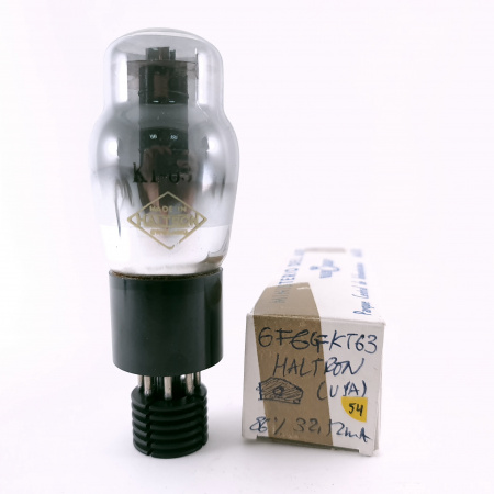 1 X KT63 HALTRON TUBE. 1950s USA PROD. BLACK PLATES. FLAT GETTER. 54. CH165