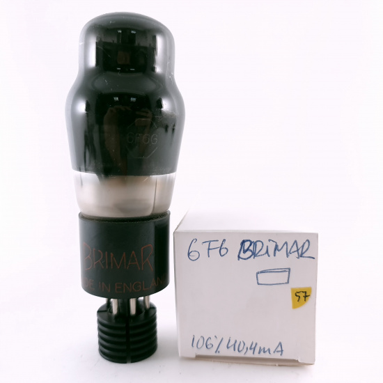 1 X 6F6G BRIMAR TUBE. 1950s PROD. BLACK PLATES. RECTANGULAR GETTER. 57. CH165