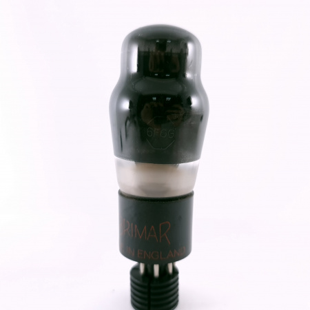 1 X 6F6G BRIMAR TUBE. 1950s PROD. BLACK PLATES. RECTANGULAR GETTER. 57. CH165