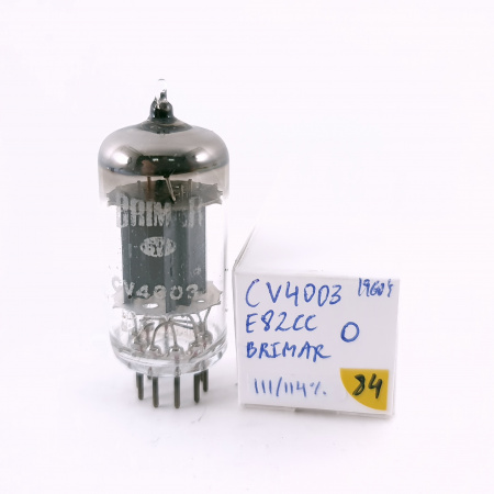 1 X CV4003 / E82CC BRIMAR TUBE. 1960s PROD. LONG PLATES. USED. 84. CH165